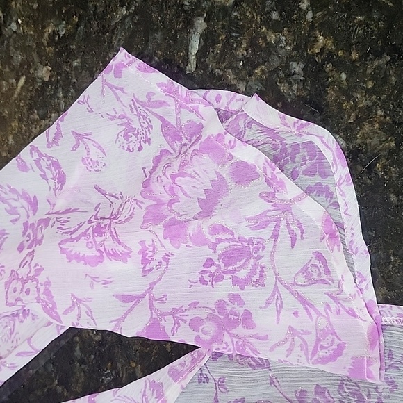 Susan Graver Sheer Boho Tunic, Tank Top Lavender, White and Silver Sparkles XS - Picture 5 of 8